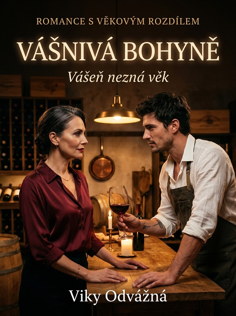 Obálka knihy Vášnivá bohyně, romance s věkovým rozdílem od Viky Odvážné